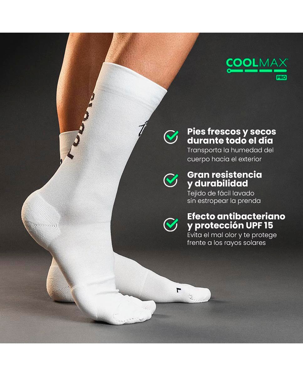 Imagen 4 de Calcetines Running Unisex Alto Biomecanico unisex Run Podoks - Blanco / Negro Blanco / Negro