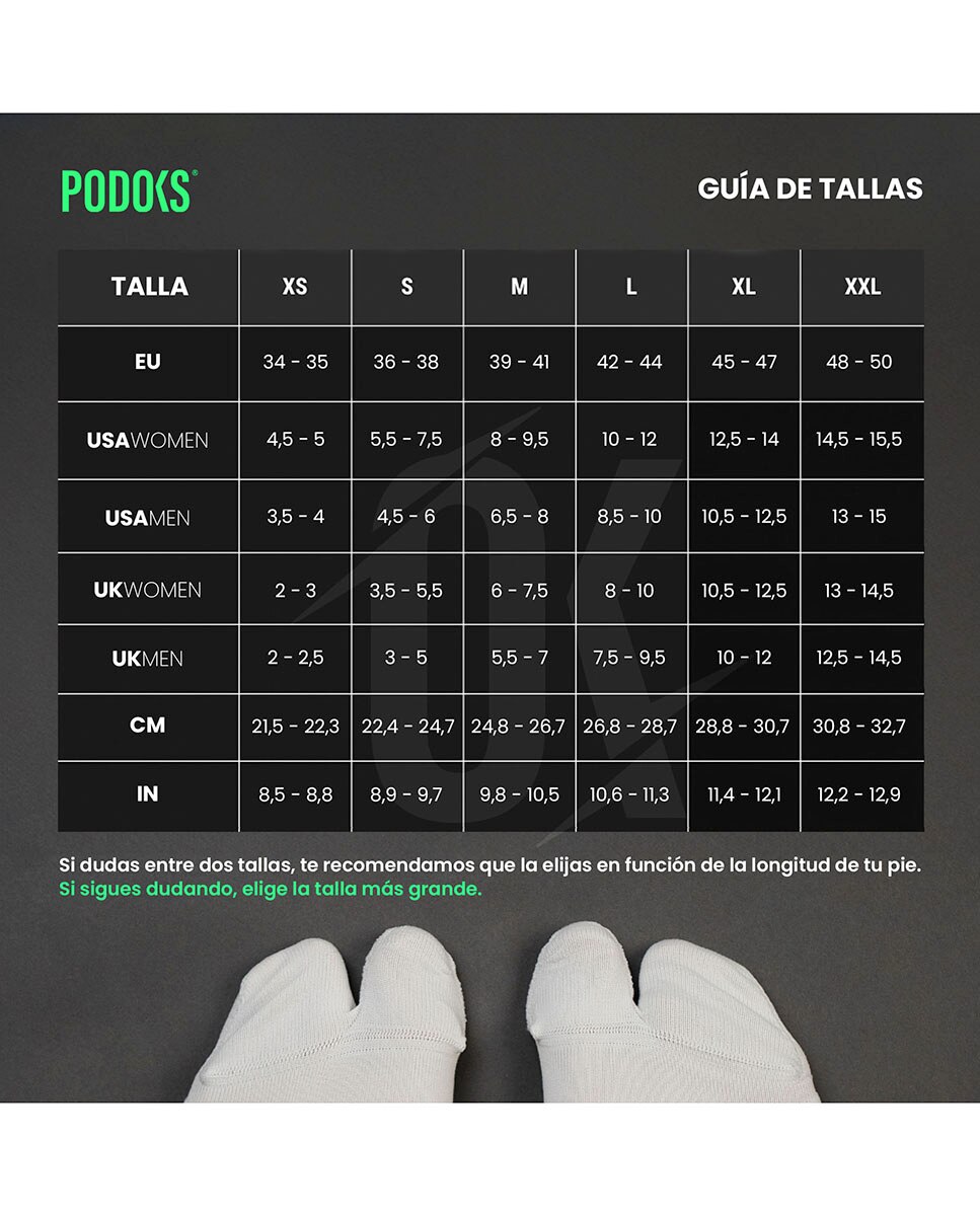 Imagen 6 de Calcetines Running Unisex Alto Biomecanico unisex Run Podoks - Blanco / Negro Blanco / Negro