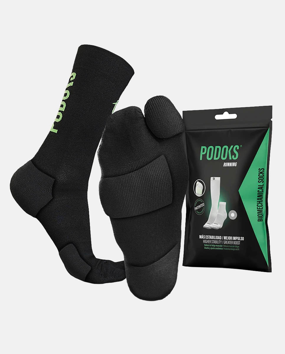 Podoks Calcetines Running Unisex Alto Biomecanico unisex Run Negro / Verde