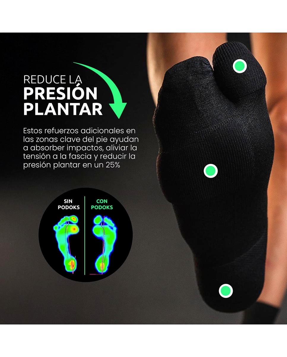 Imagen 2 de Calcetines Running Unisex Alto Biomecanico unisex Run Podoks - Negro / Verde Negro / Verde