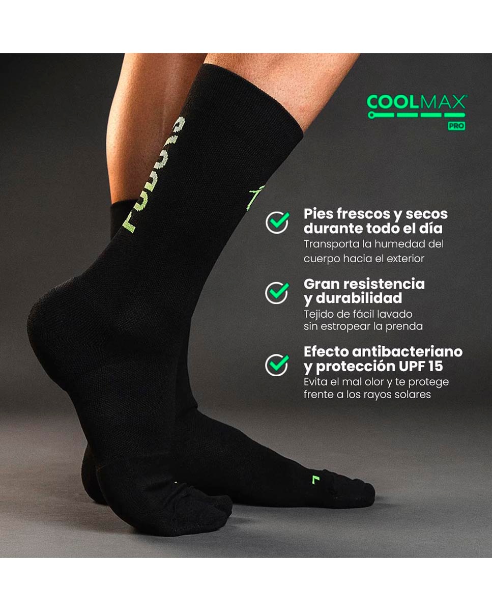 Imagen 4 de Calcetines Running Unisex Alto Biomecanico unisex Run Podoks - Negro / Verde Negro / Verde