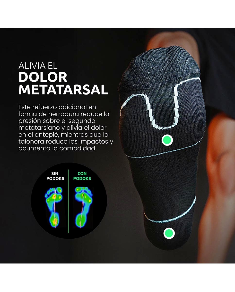 Imagen 2 de Calcetines Unisex aliviar dolor antepie Metatarsal Podoks - Negro / Blanco Negro / Blanco