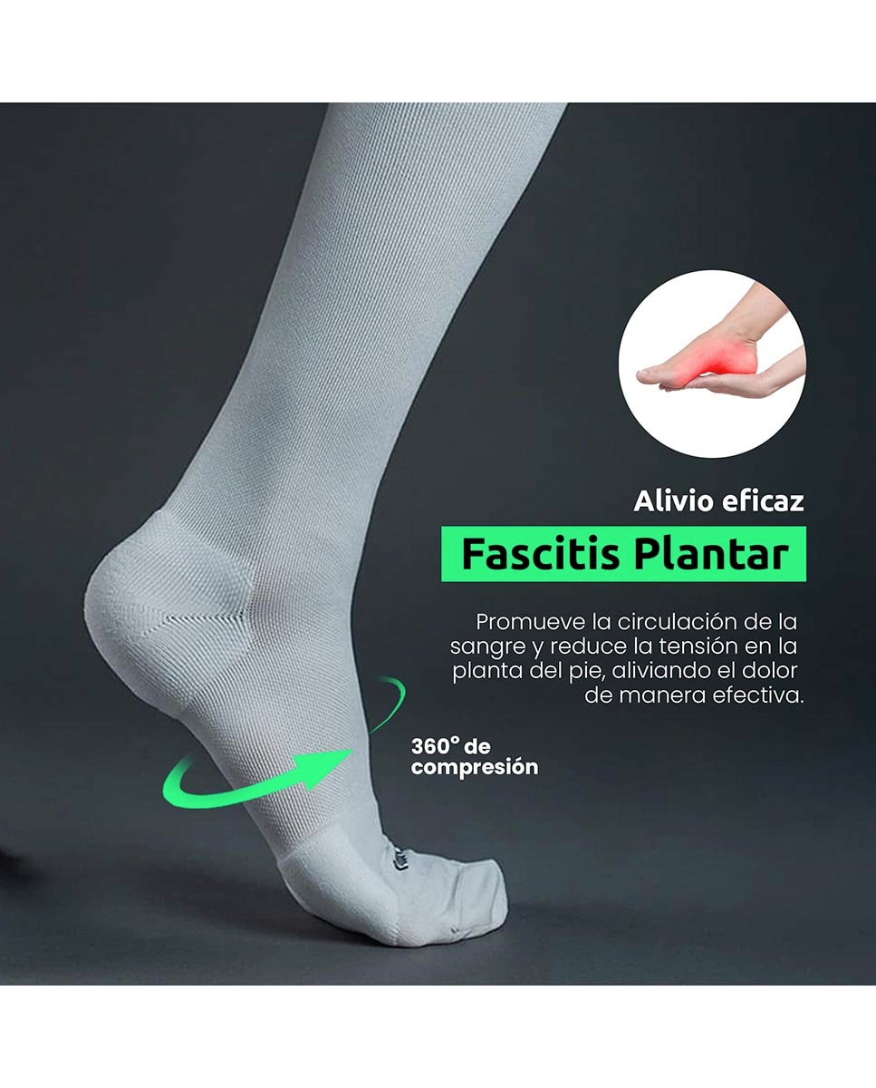 Imagen 3 de media de compresion Unisex tipo 2 Comfort Piernas C Podoks - Blanco / Negro Blanco / Negro