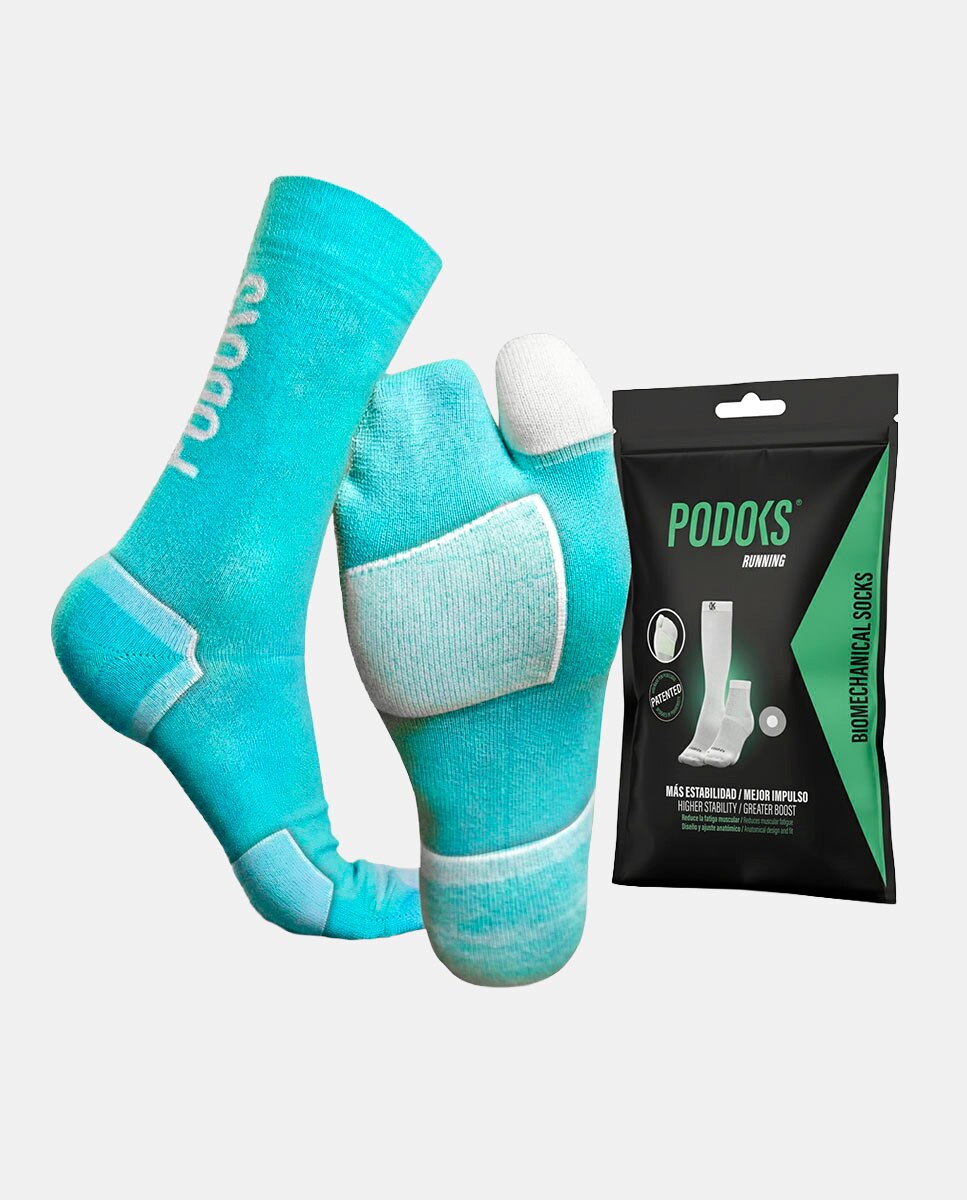 Imagen 0 de Calcetines Running Caña Alta Unisex Aqua Podoks Turquesa / Blanco
