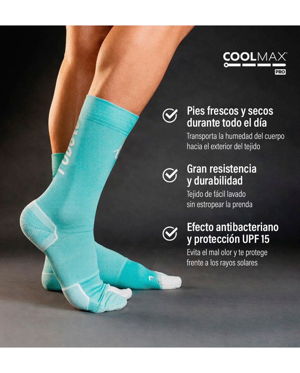 Imagen 4 de Calcetines Running Caña Alta Unisex Aqua Podoks - Turquesa / Blanco Turquesa / Blanco