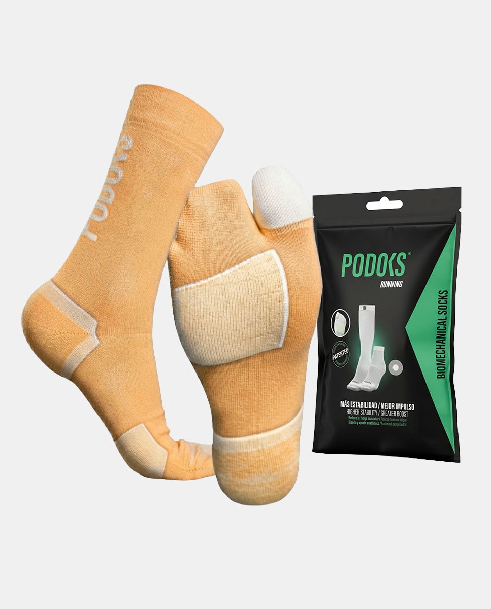Podoks Calcetines Running Caña Alta Unisex Coral Naranja