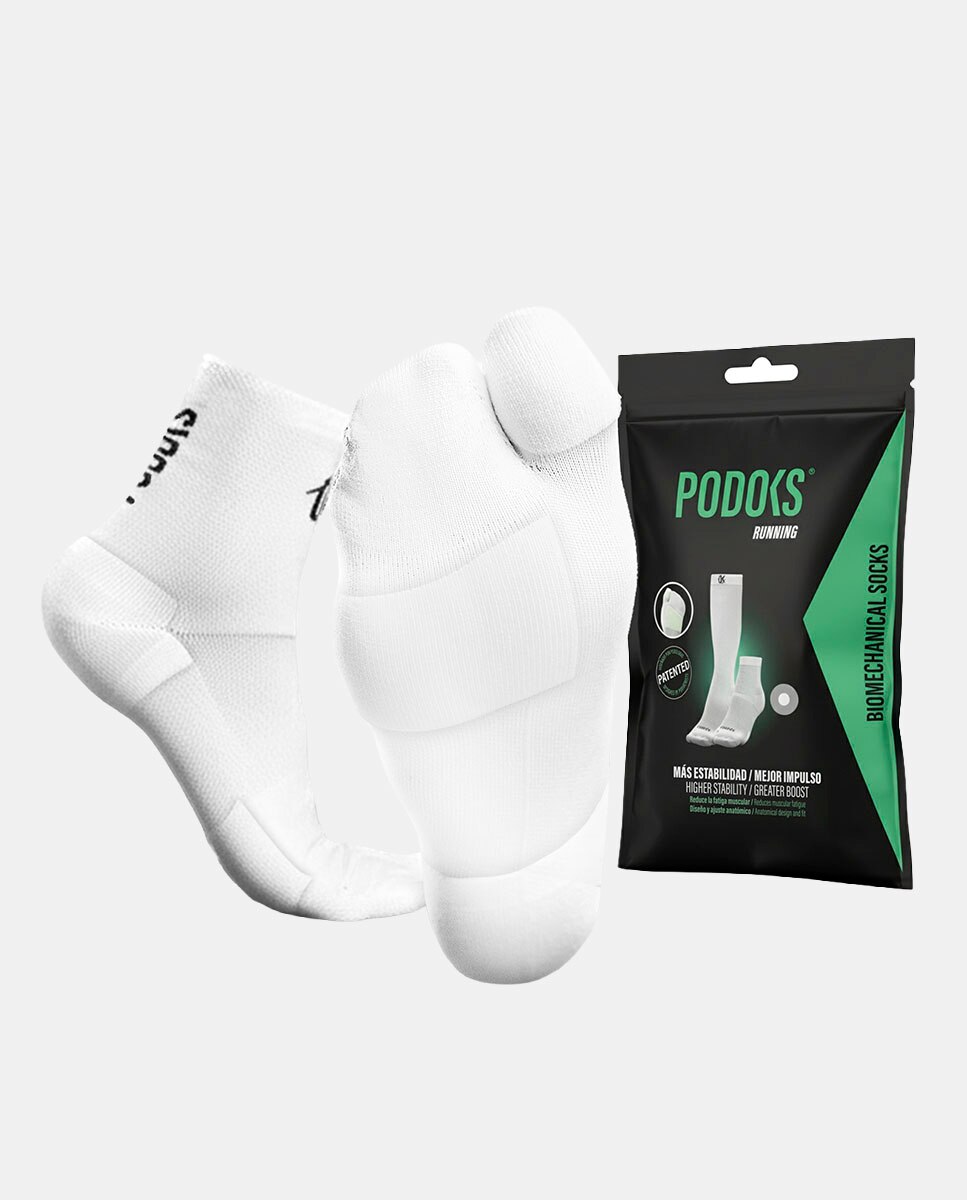 Imagen 0 de Calcetines Running Caña Quarter Unisex Blanco Podoks Blanco / Negro
