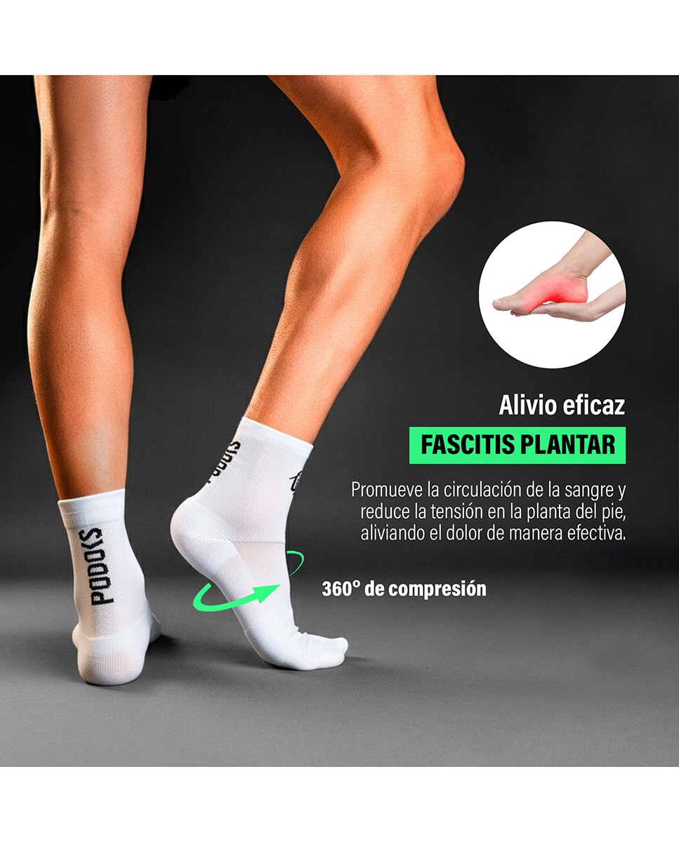 Imagen 2 de Calcetines Running Caña Quarter Unisex Blanco Podoks - Blanco / Negro Blanco / Negro