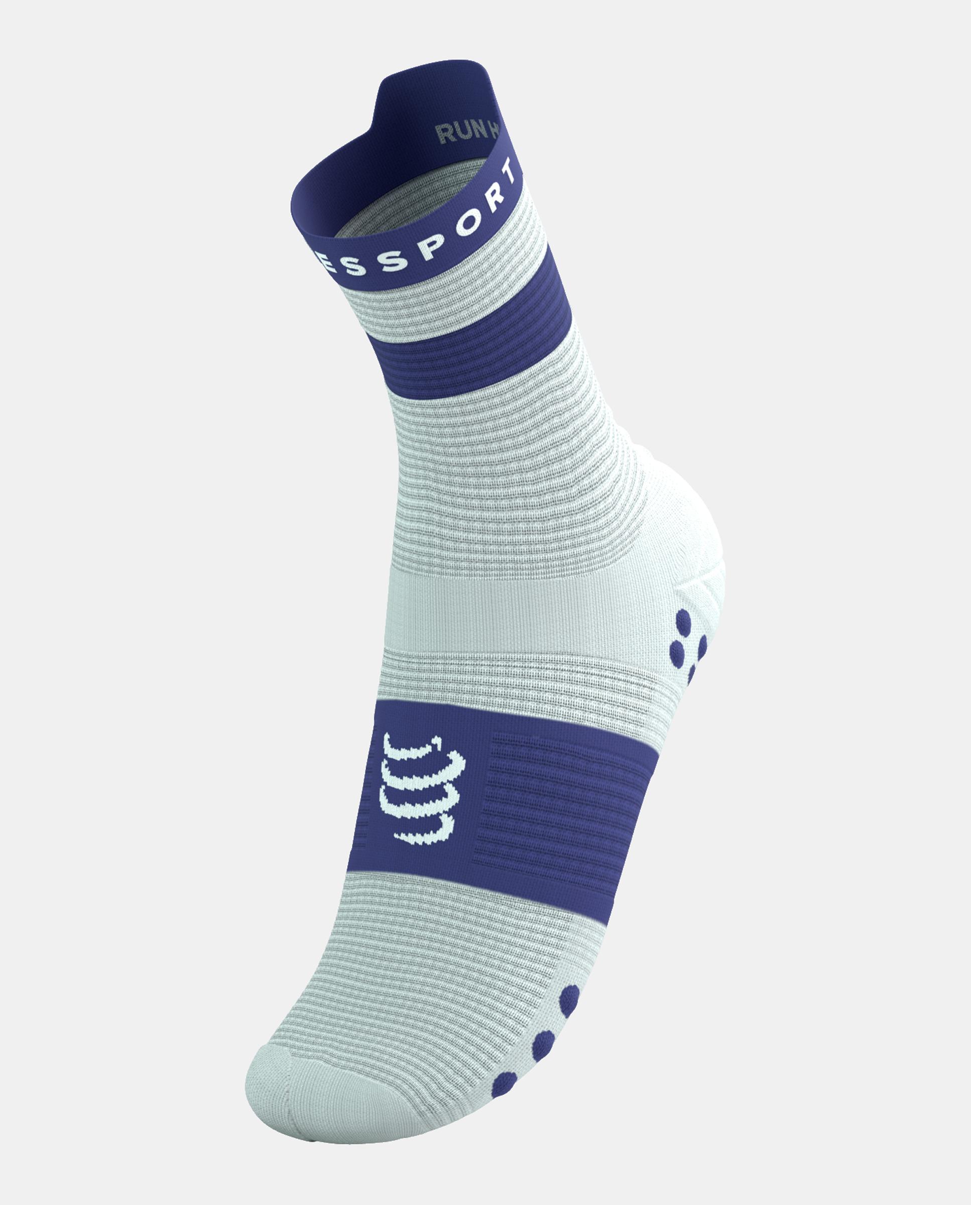 Calcetin alto Running Adulto Pro Racing V.4 Compressport - Blanco / Azul Blanco / Azul-2