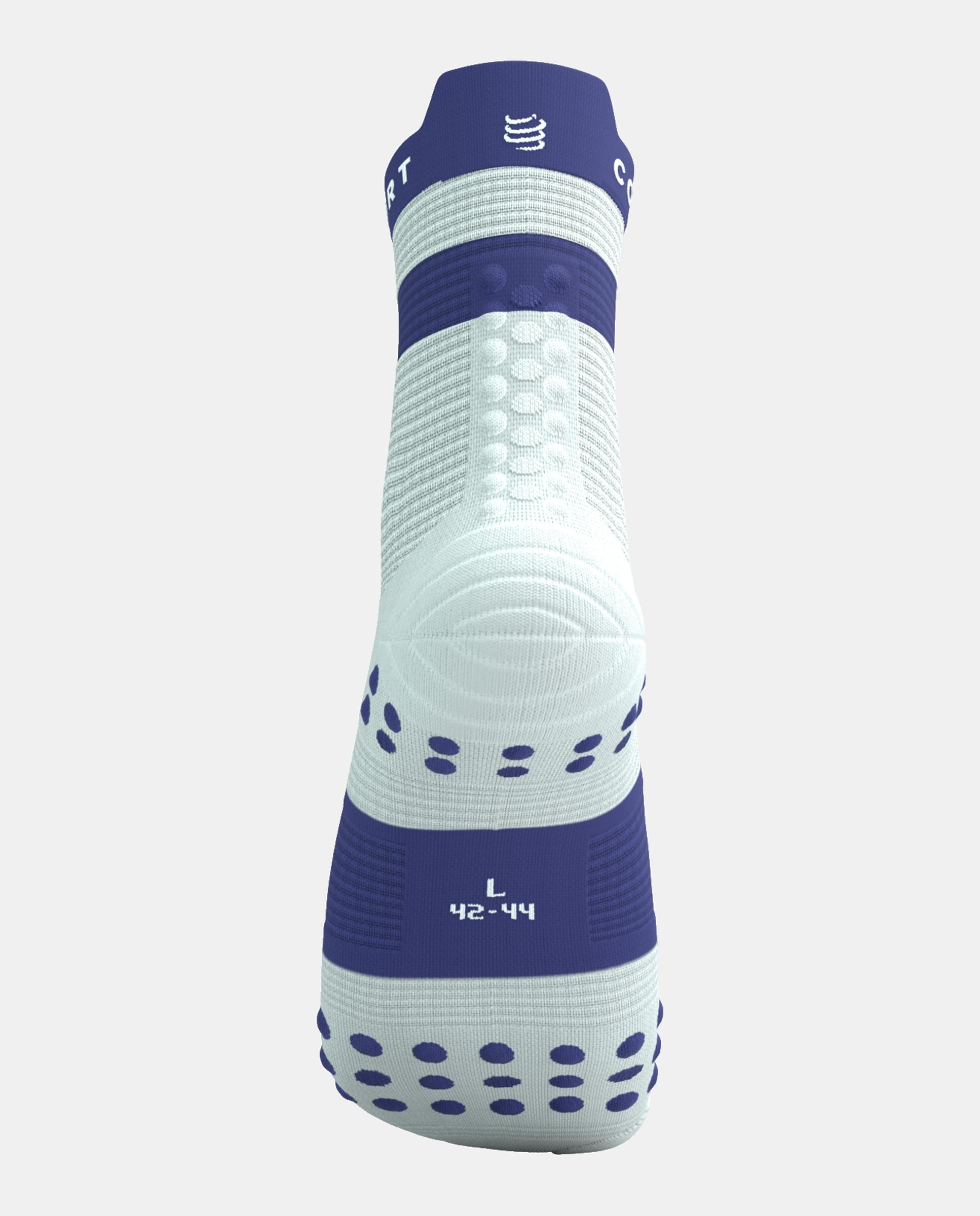 Calcetin alto Running Adulto Pro Racing V.4 Compressport - Blanco / Azul Blanco / Azul-3