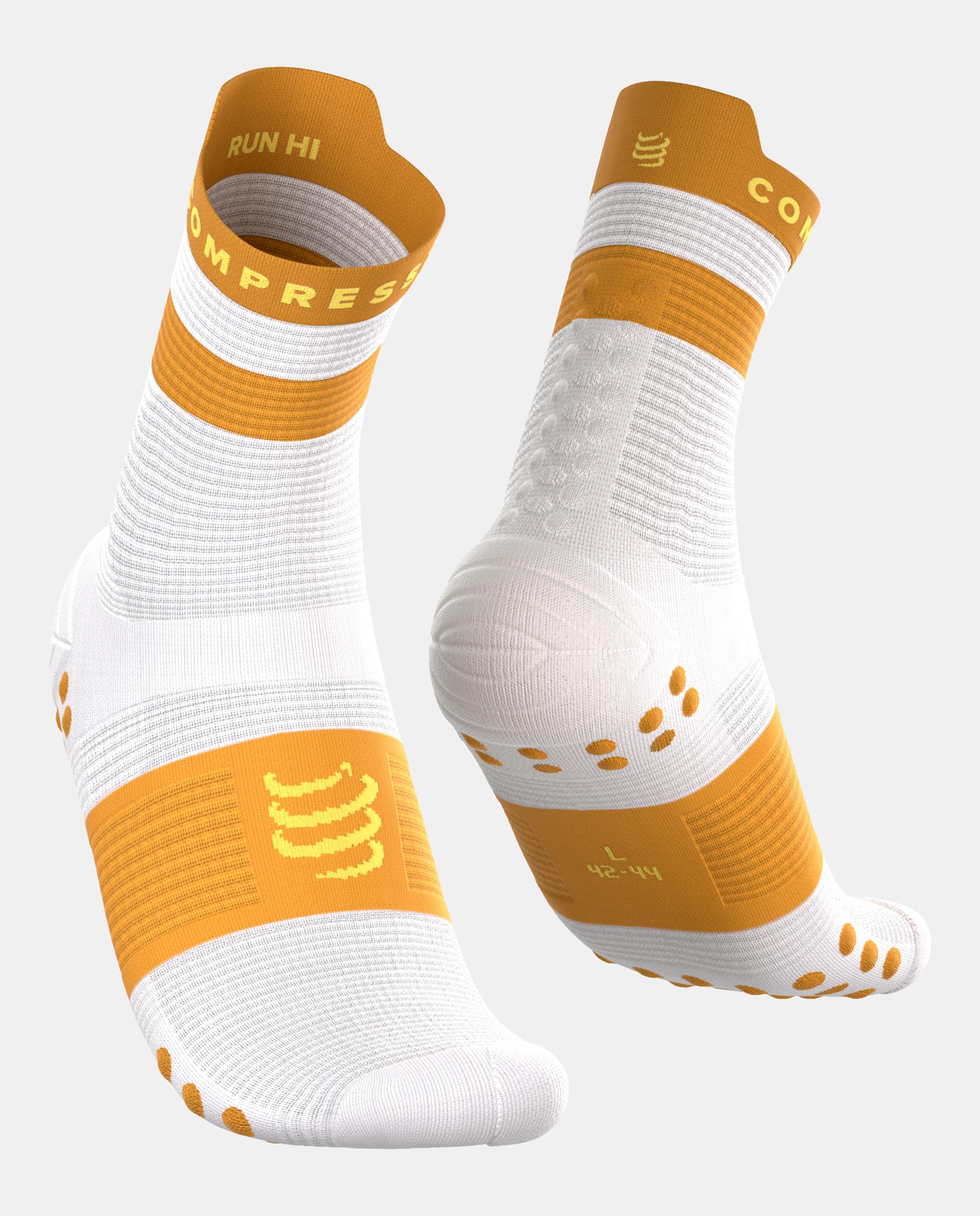 Calcetin alto Running Adulto Pro Racing V.4 Compressport - Blanco / Naranja Blanco / Naranja-1
