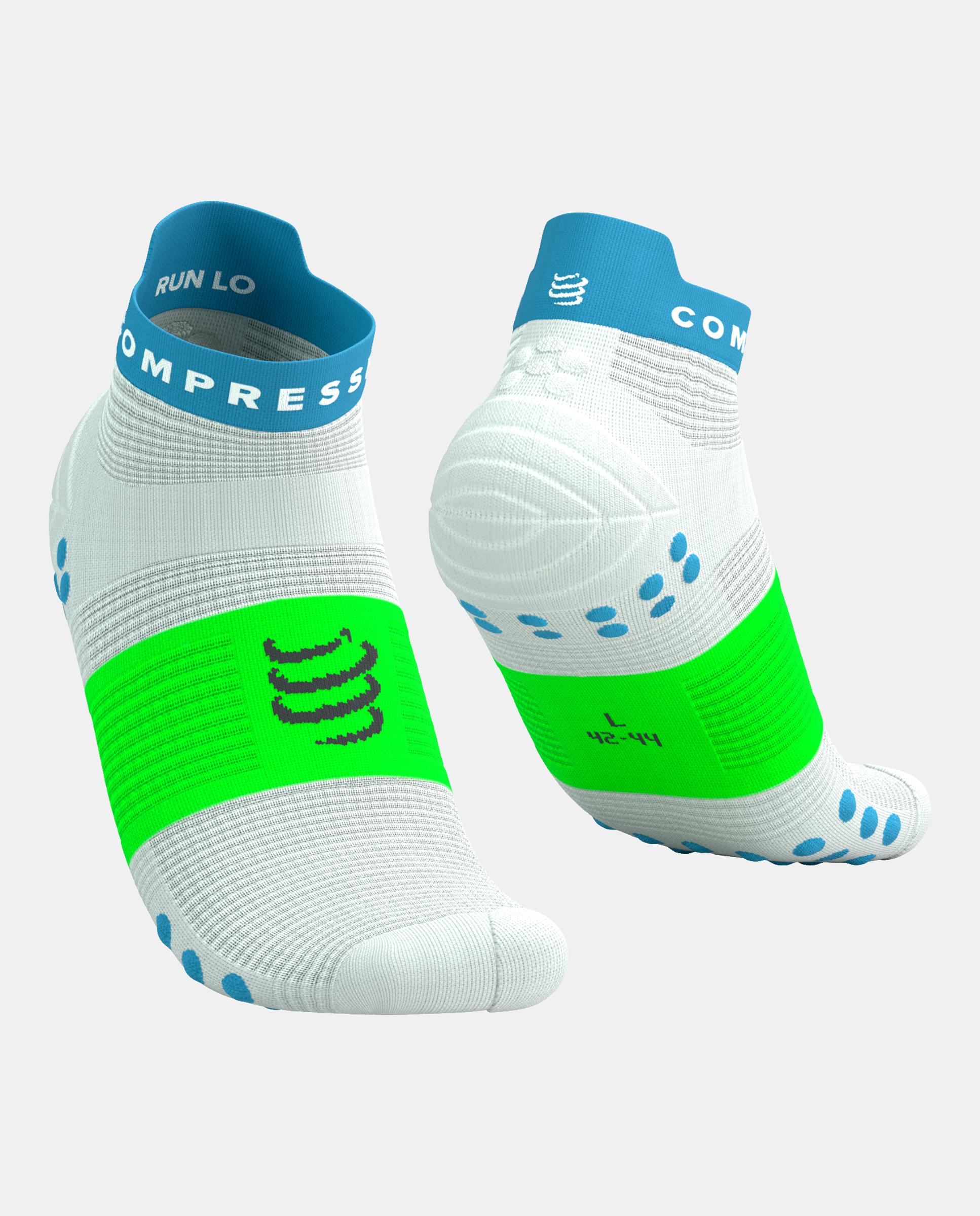 Calcetin bajo Running Adulto Pro Racing V.4 Compressport - Blanco / Verde Blanco / Verde-1