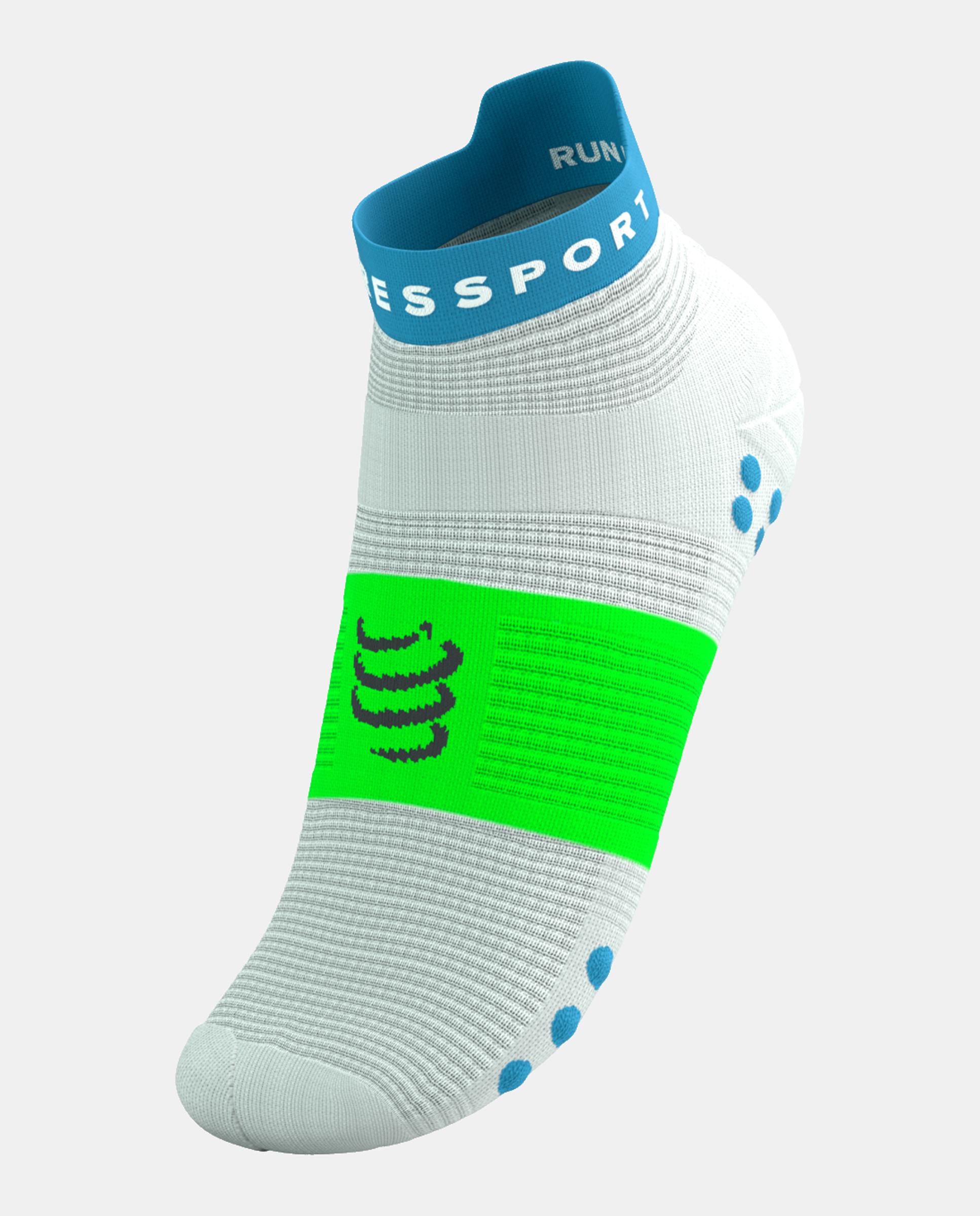 Calcetin bajo Running Adulto Pro Racing V.4 Compressport - Blanco / Verde Blanco / Verde-2