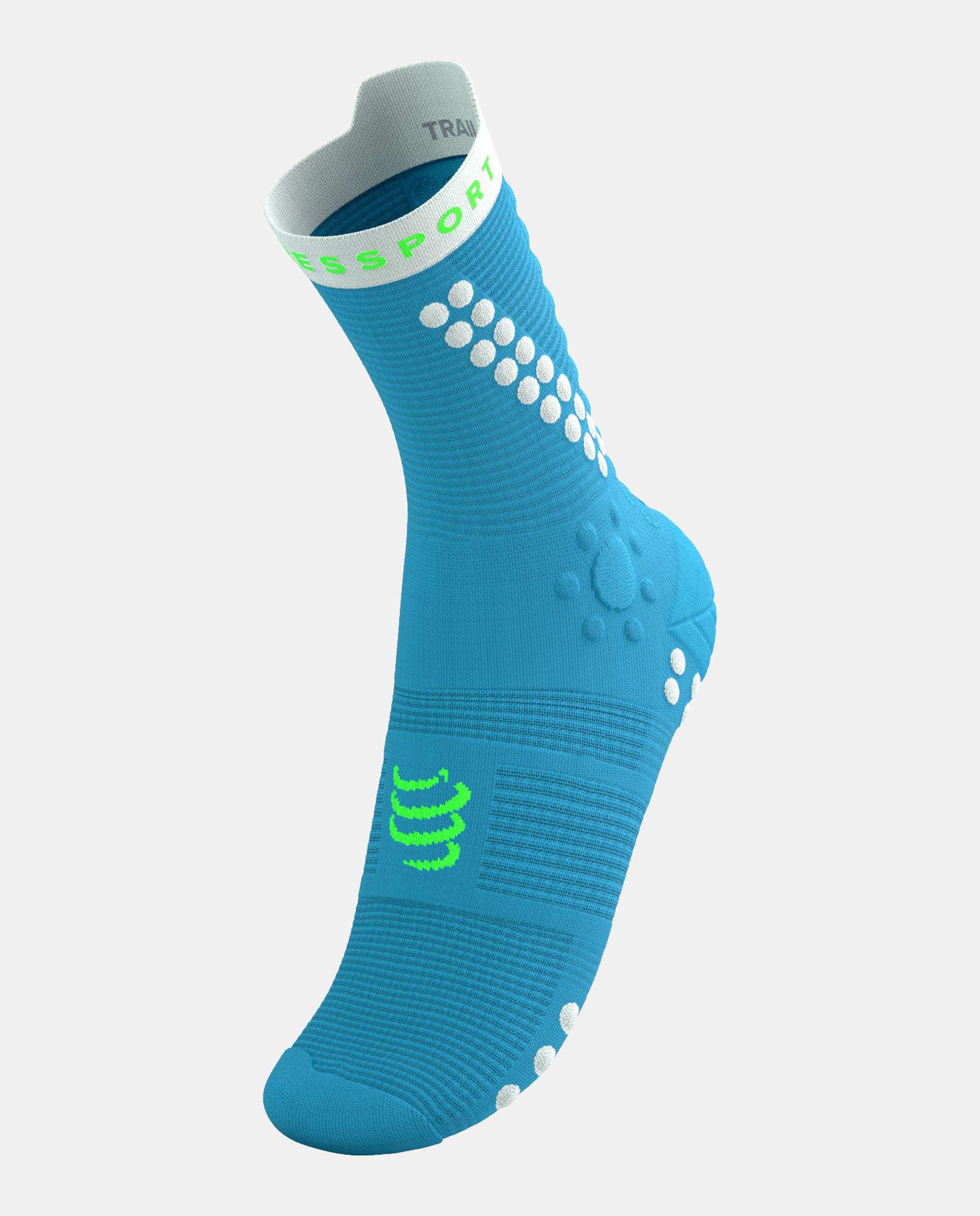 Calcetin Trail-running Adulto Pro Trail Compressport - Azul / Verde Azul / Verde-2