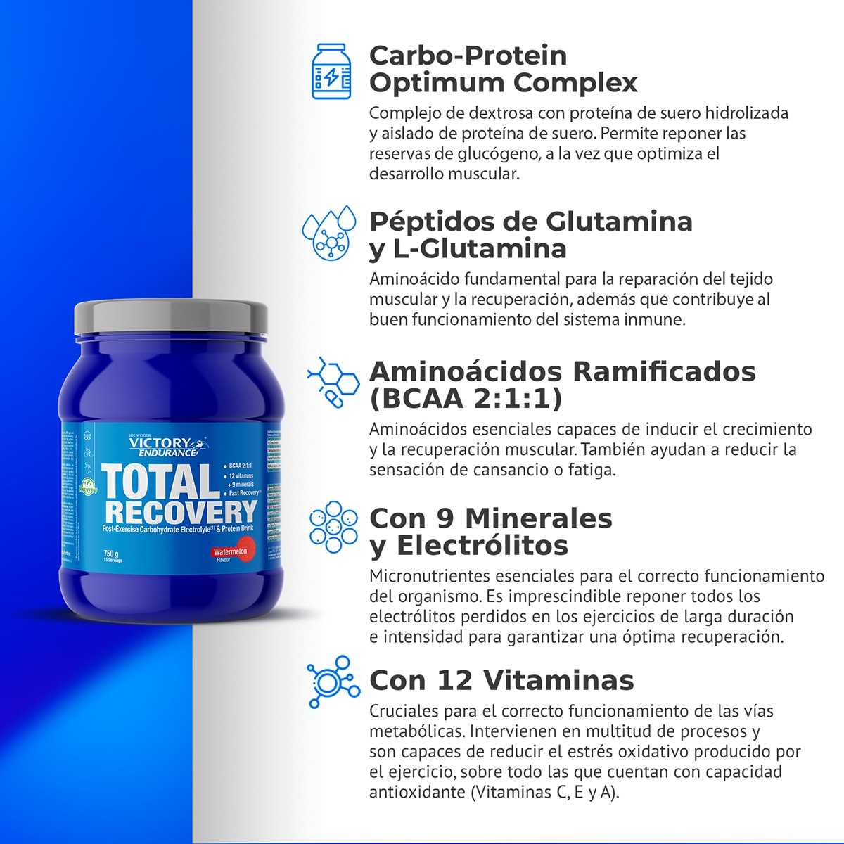 Total Recovery saquetas sabor melancia Victory Endurance 3