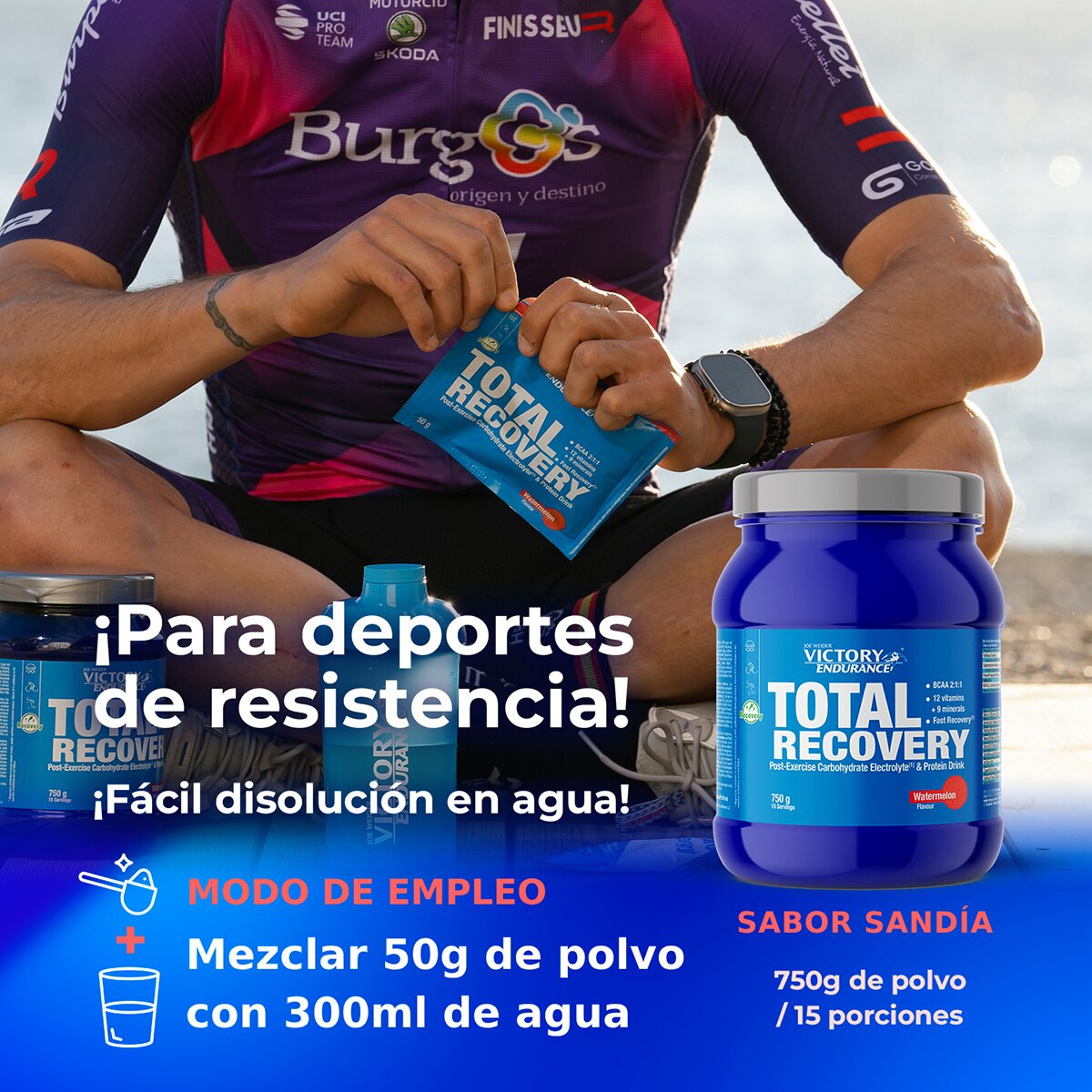 Total Recovery saquetas sabor melancia Victory Endurance 4