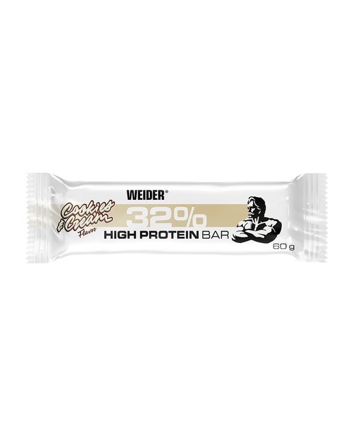 Barrita 32% Protein Bar 60 g sabor Cookies & Cream Weider 1