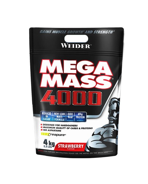 Aumentador de peso 4000 4 kg Sabor Morango Mega Mass 1