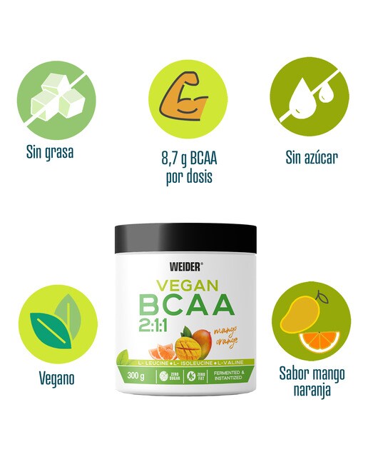 Vegan BCAA 300 g Sabor Manga - Laranja Weider 3