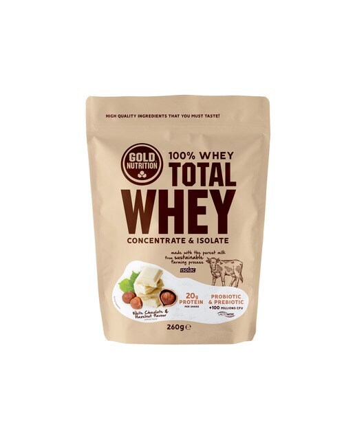 Total Whey 260g sabor Chocolate blanco - Avellana Gold Nutrition