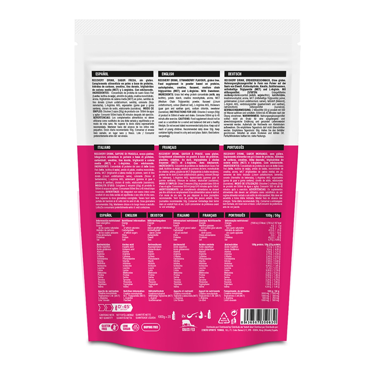 Recovery Drink Sabor a Morango - 1 kg 2