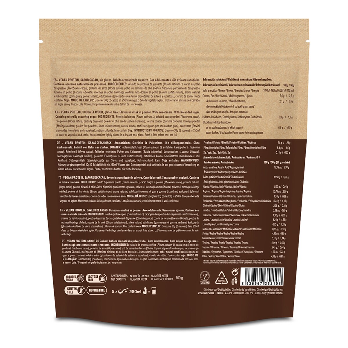 Vegan Protein Shake 700 g Cacau 226ERS 2