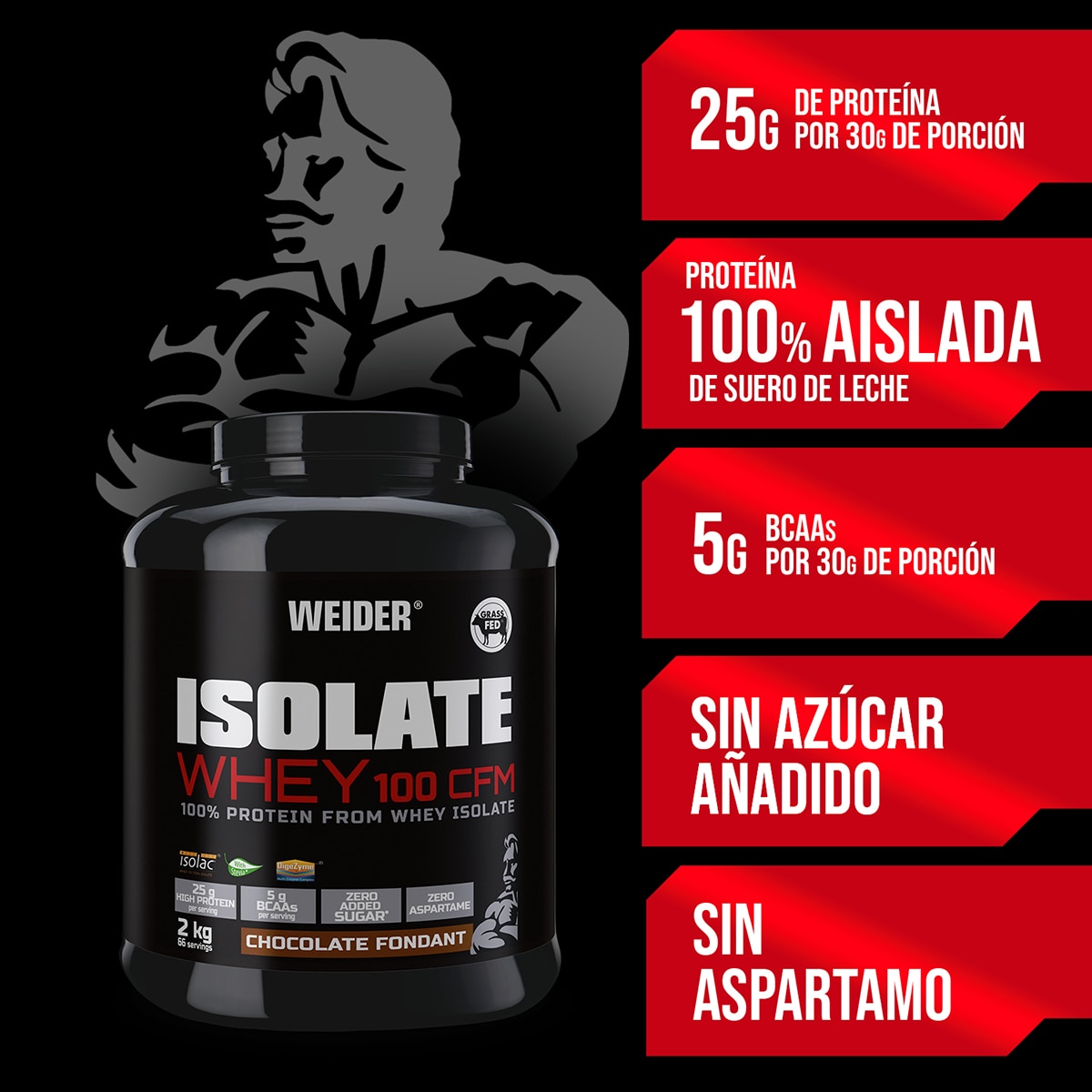 Proteína Isolate Whey 100 CFM 2 kg Chocolate fondant Weider 3