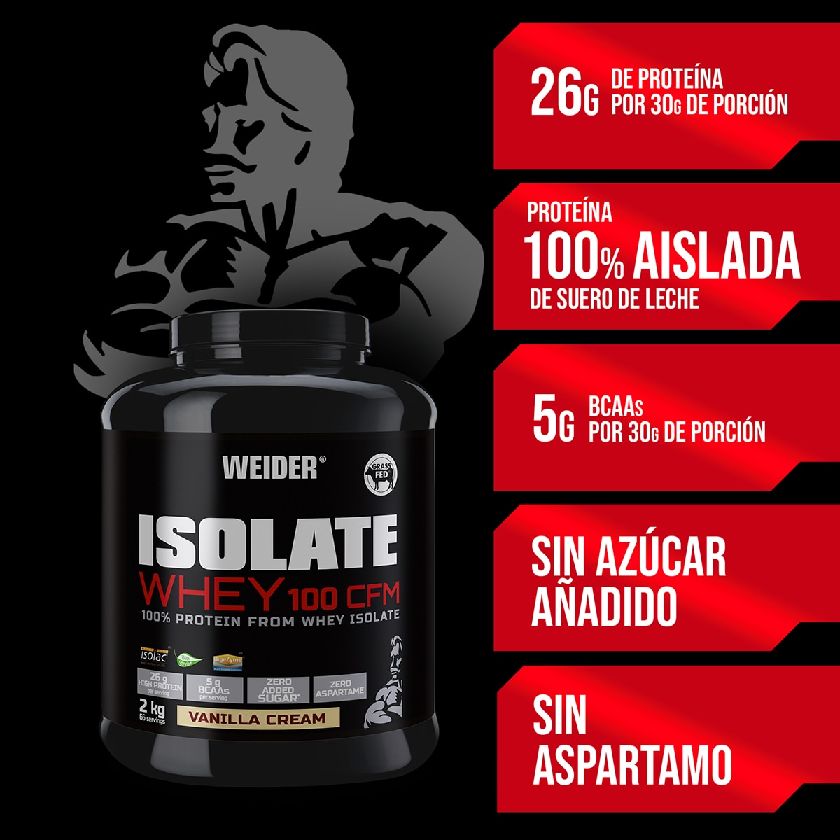 Proteína Isolate Whey 100 CFM 2 k g Baunilha Weider 3