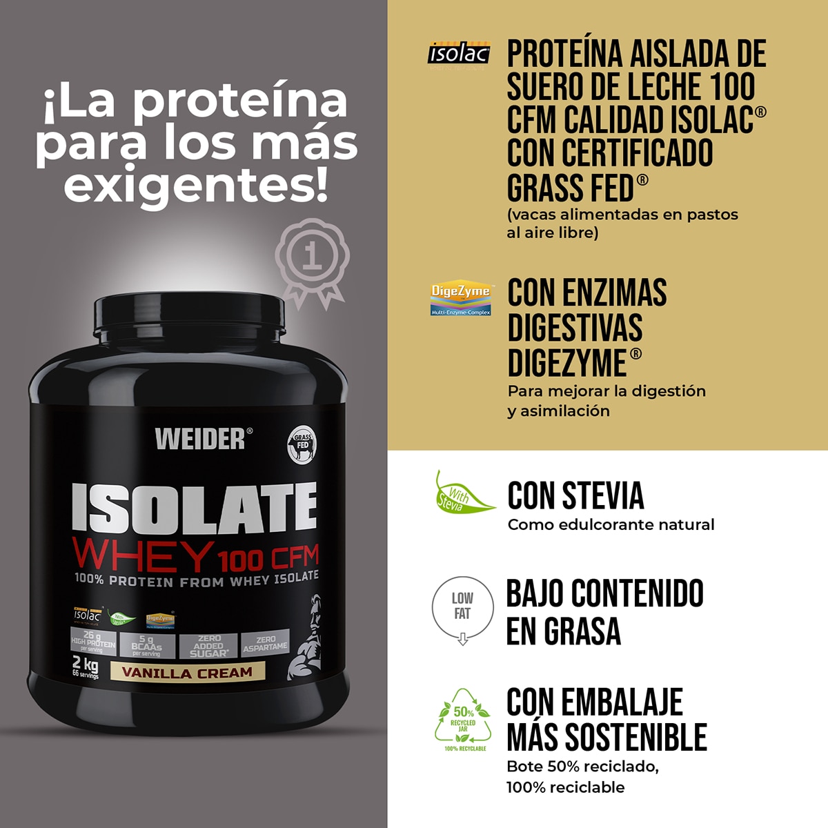 Proteína Isolate Whey 100 CFM 2 k g Baunilha Weider 4
