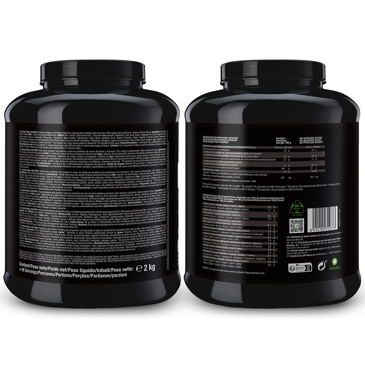 Proteína Isolate Whey 100 CFM 2 kg Cookies & Cream Weider 2