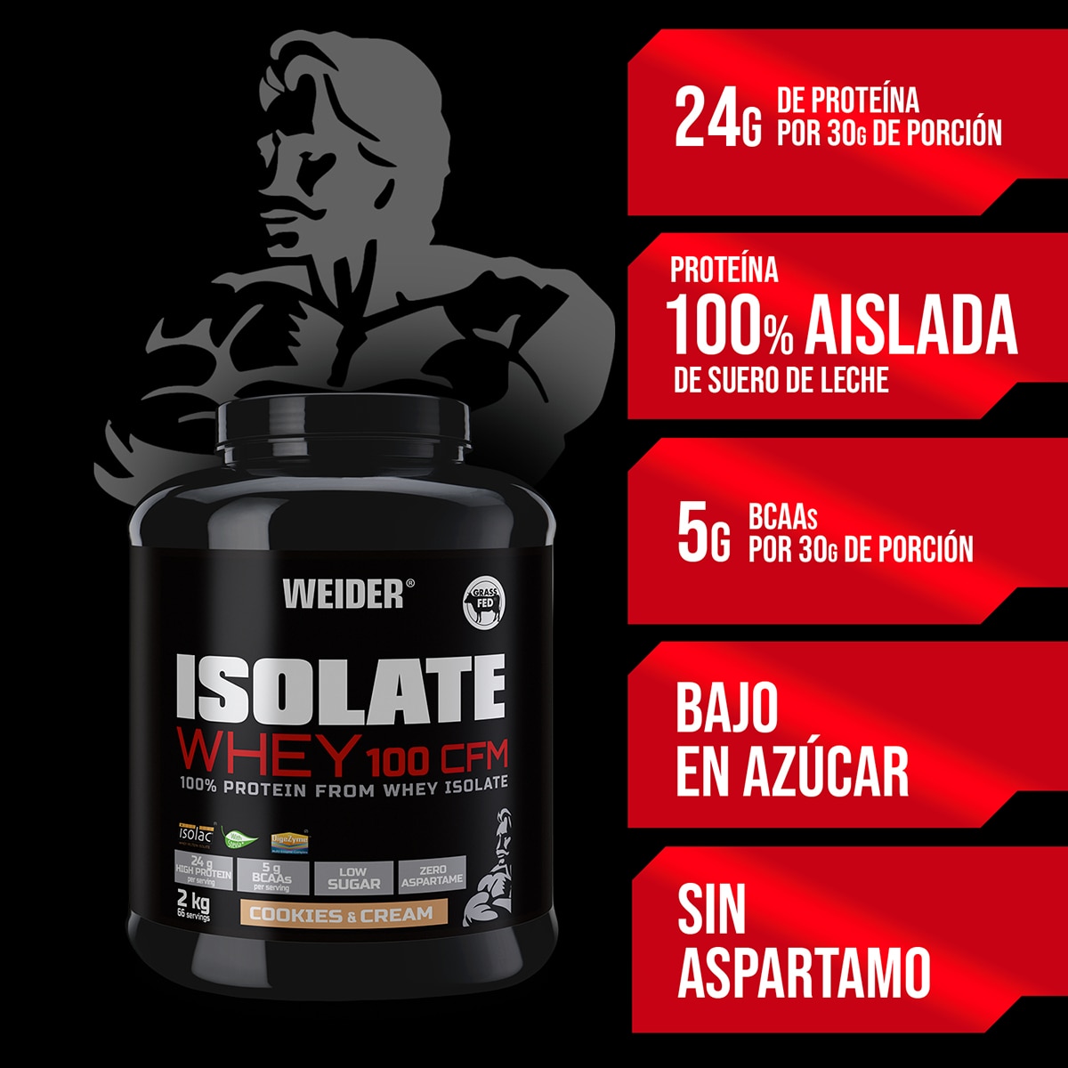 Proteína Isolate Whey 100 CFM 2 kg Cookies & Cream Weider 3