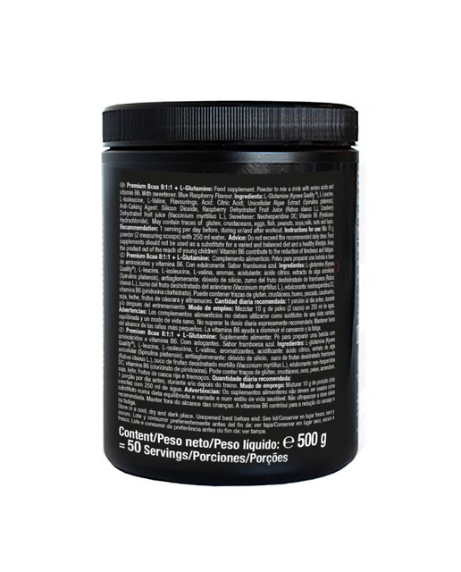 Premium BCAA 8:1:1+L-Glutamina Vegan Blue Raspberry - 500 g 3