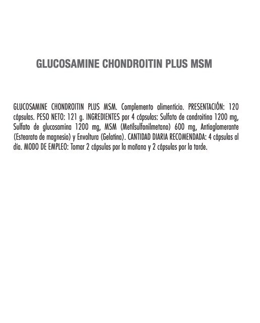 Glucosamine Chondroitine + MSM 120 Cap Weider 2