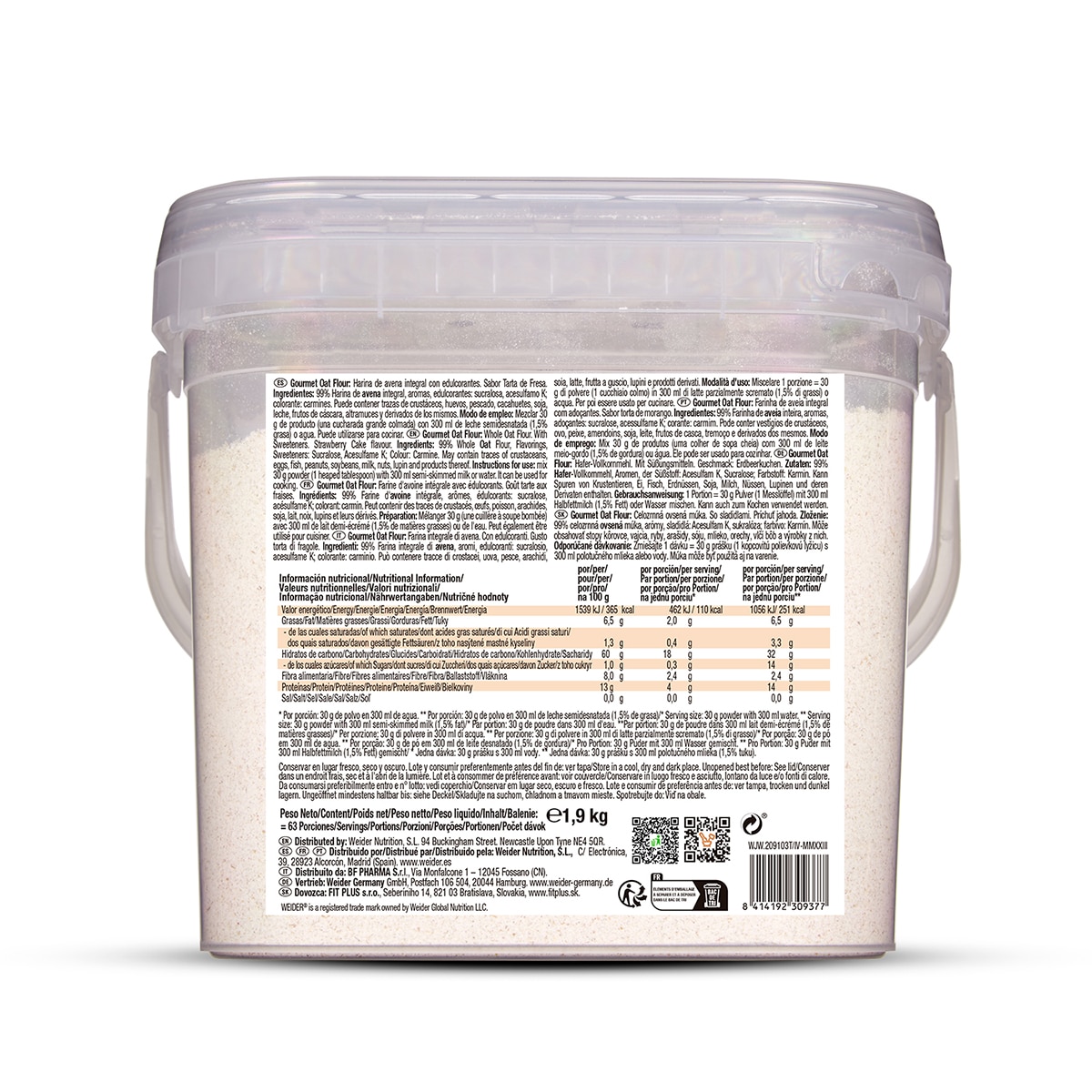 Gourmet Oat Flour Sabor Tarte de Morango Weider 2