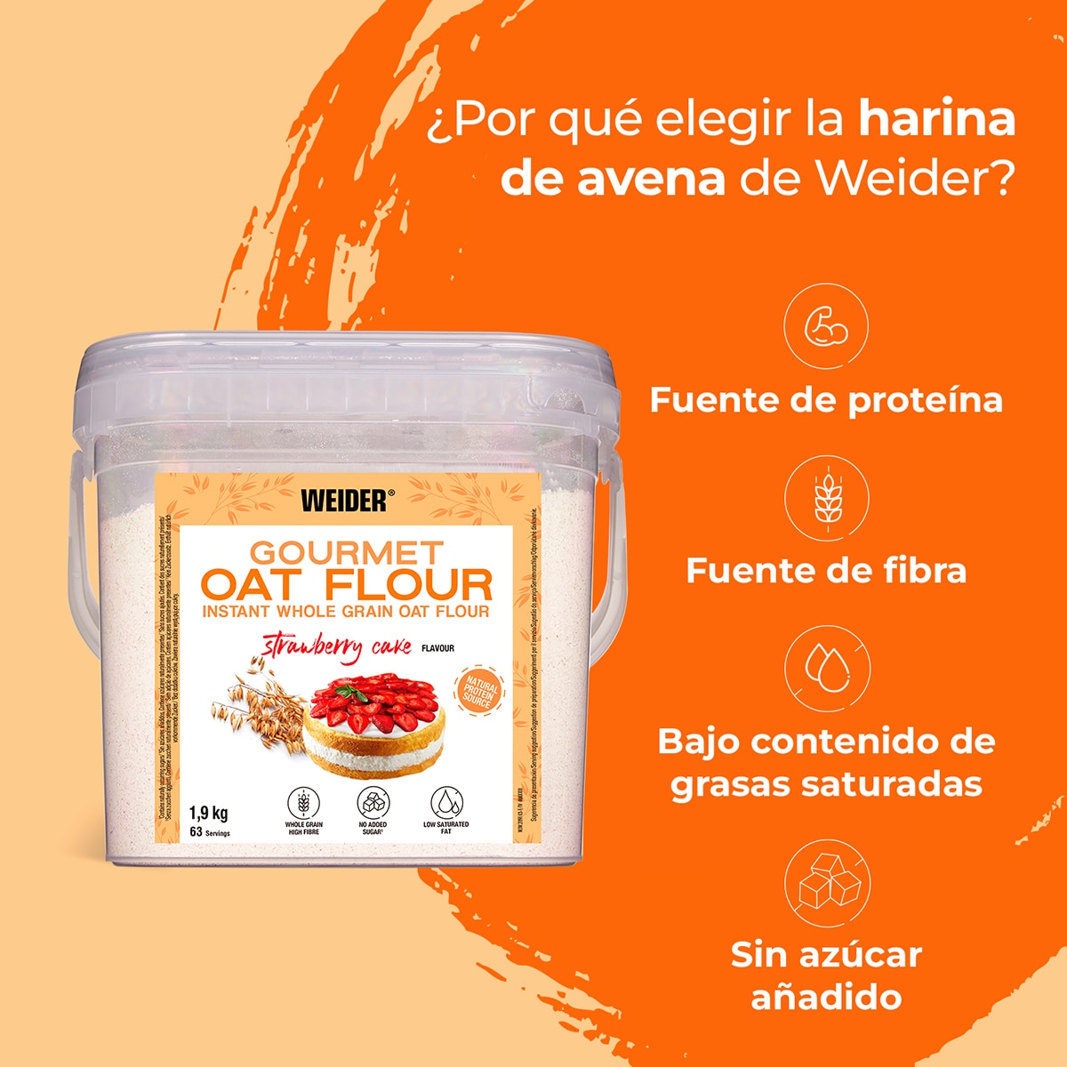 Gourmet Oat Flour Sabor Tarte de Morango Weider 3