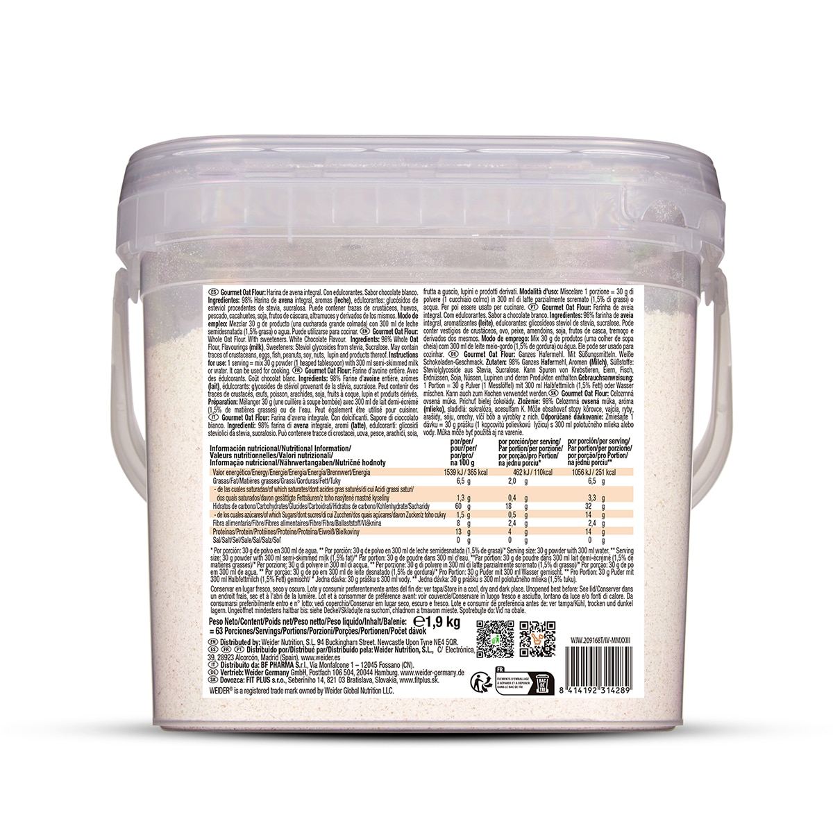 Gourmet Oat Flour Sabor Chocolate Branco Weider 2