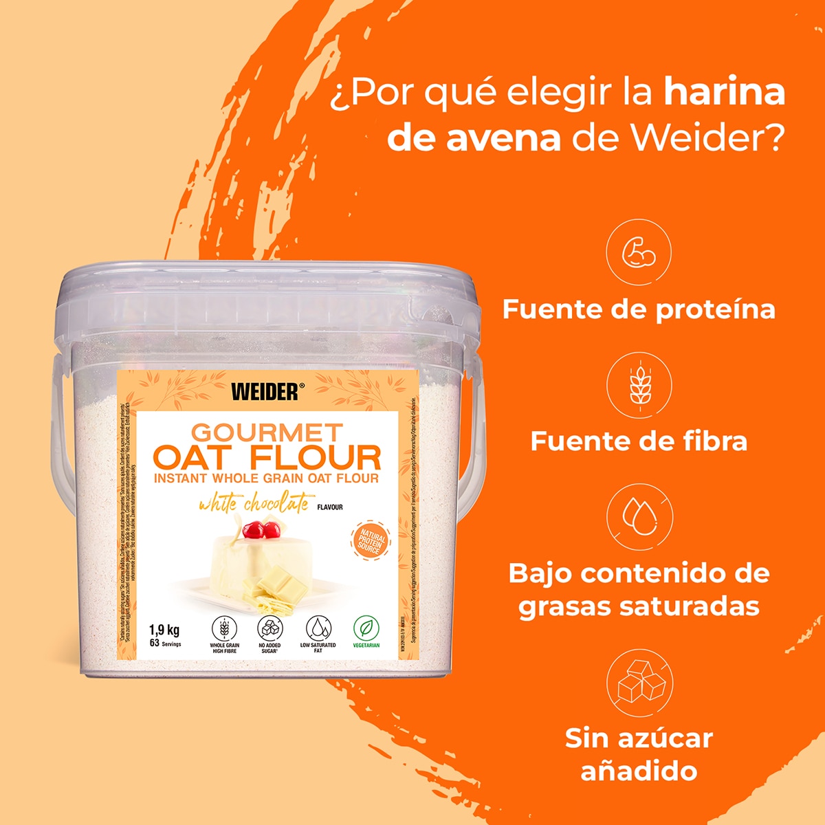 Gourmet Oat Flour Sabor Chocolate Branco Weider 6