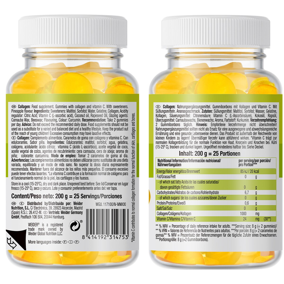 50 Gomas de Colagénio Sabor Ananás Weider 2