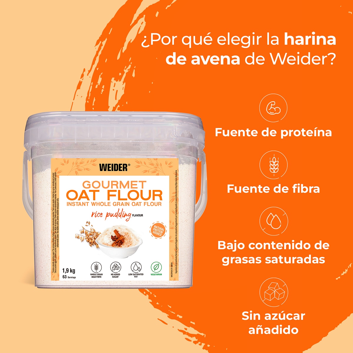 Gourmet Oat Flour Sabor Arroz Doce Weider 3