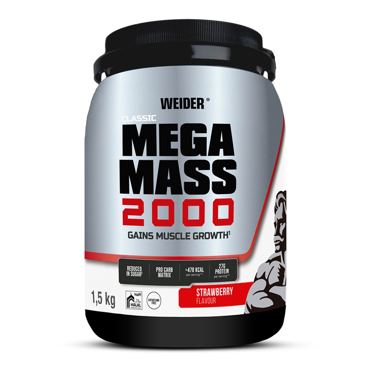 Aumentador de Peso Mega Mass 2000 Sabor Morango Weider 1