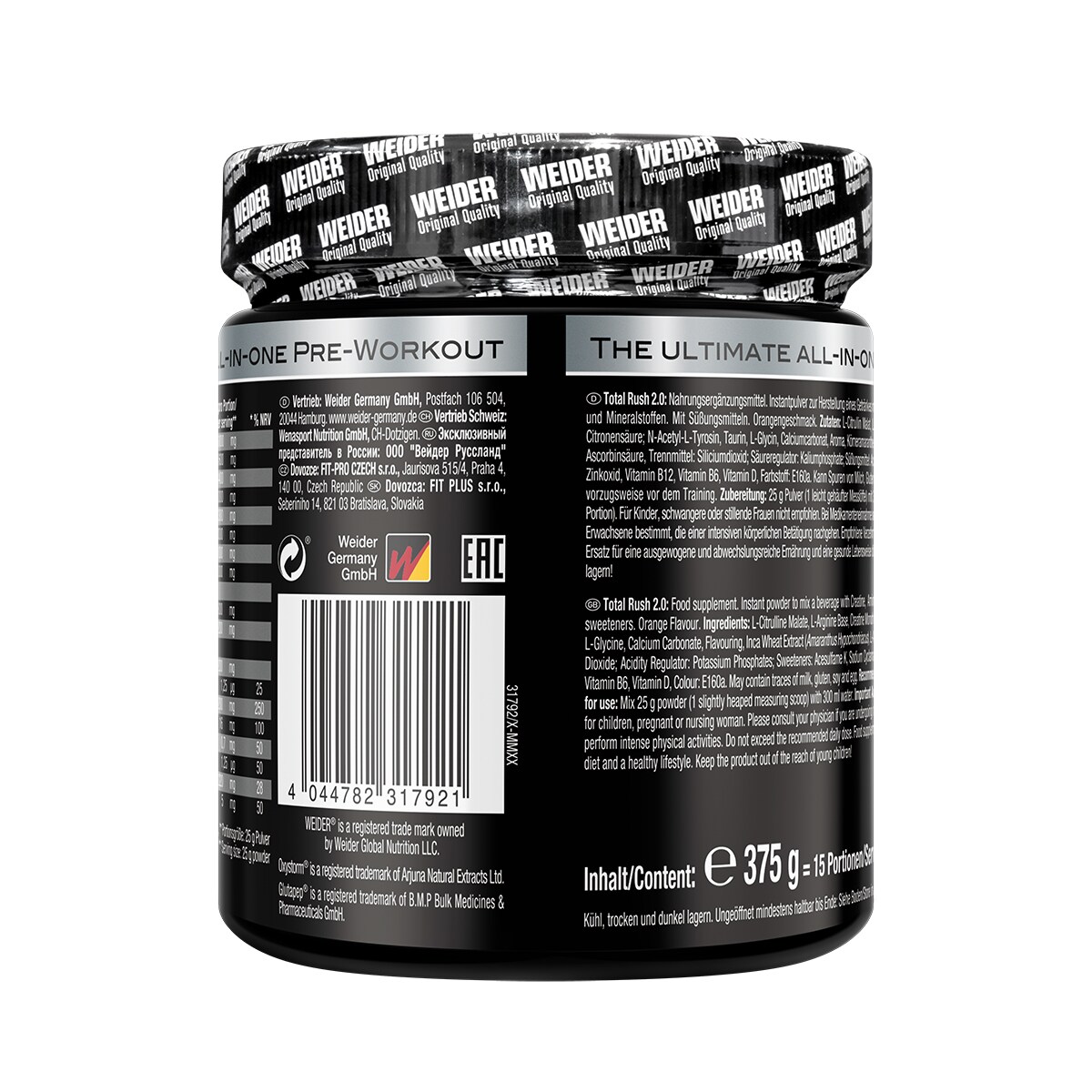 Pré-Treino Total Rush Sabor Laranja - 375 g 3