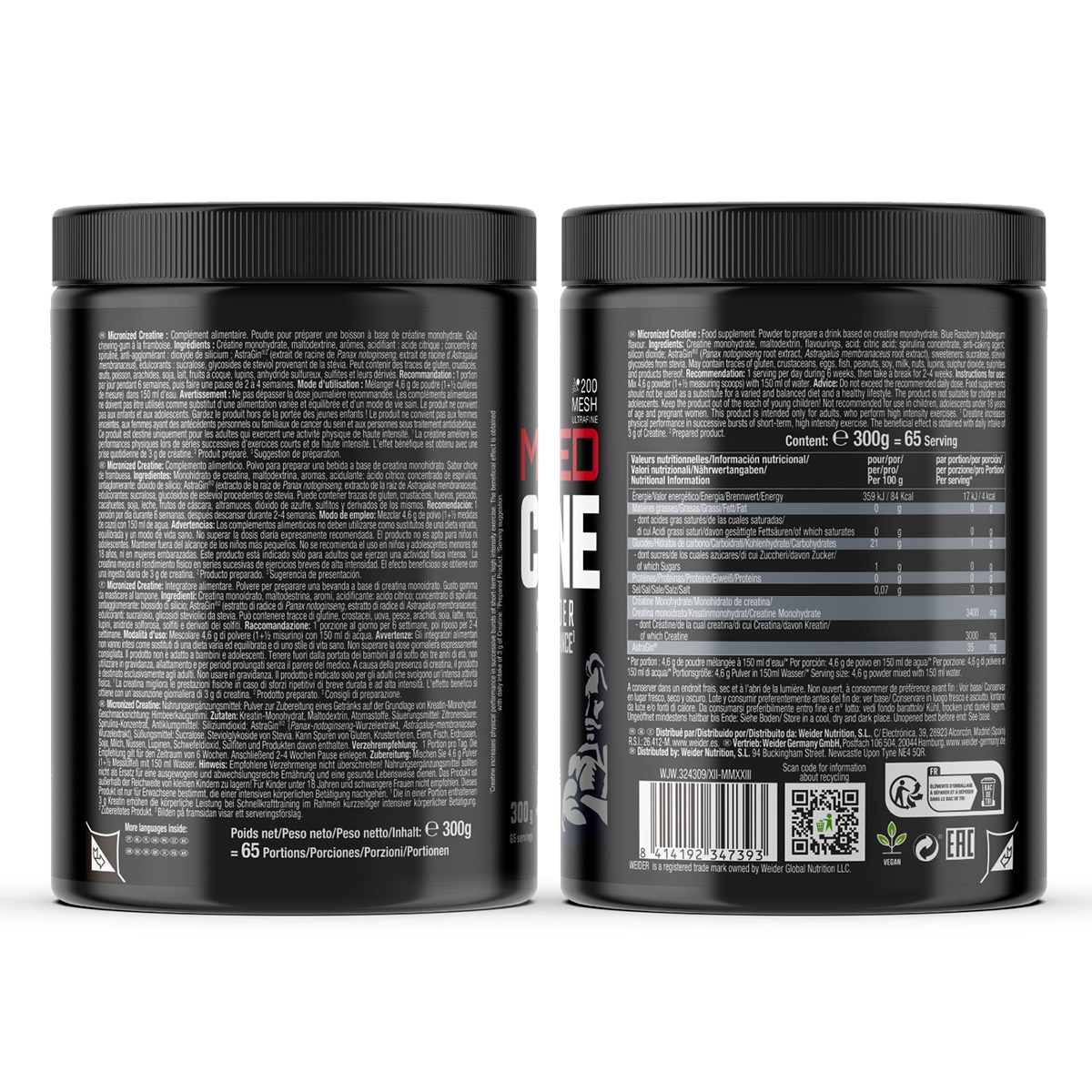 Creatina Non Creapure 200 Mesh Sabor Mirtilos - 300 g Mirtilo-2
