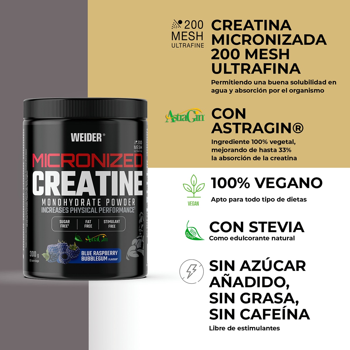Creatina Non Creapure 200 Mesh Sabor Mirtilos - 300 g Mirtilo-6
