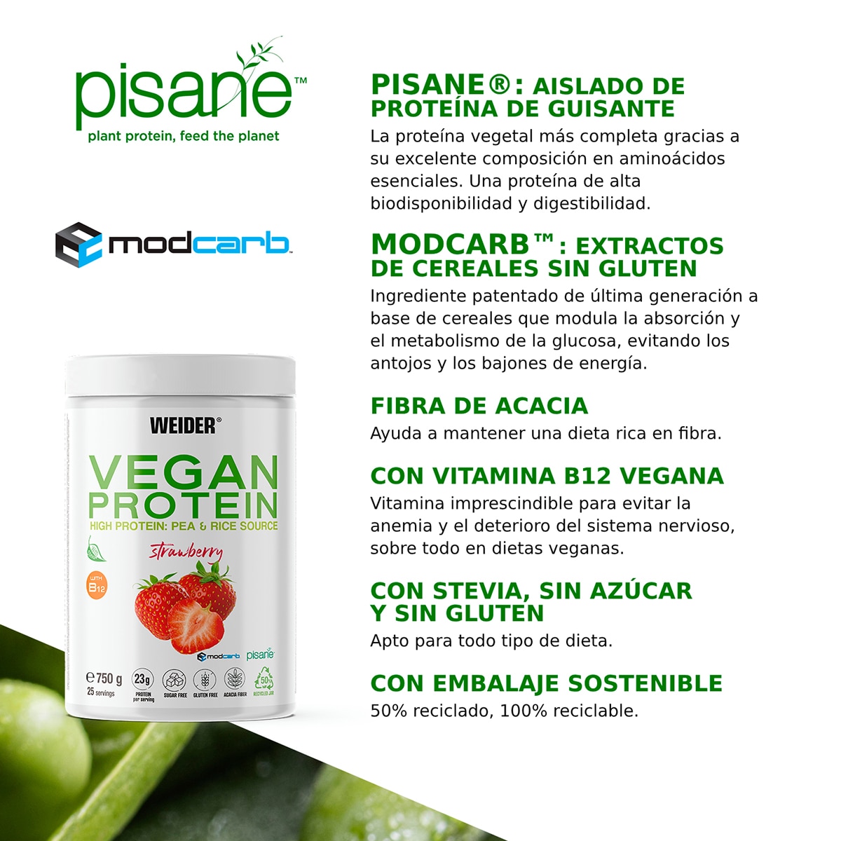 Vegan Protein Morango - 750 g 4
