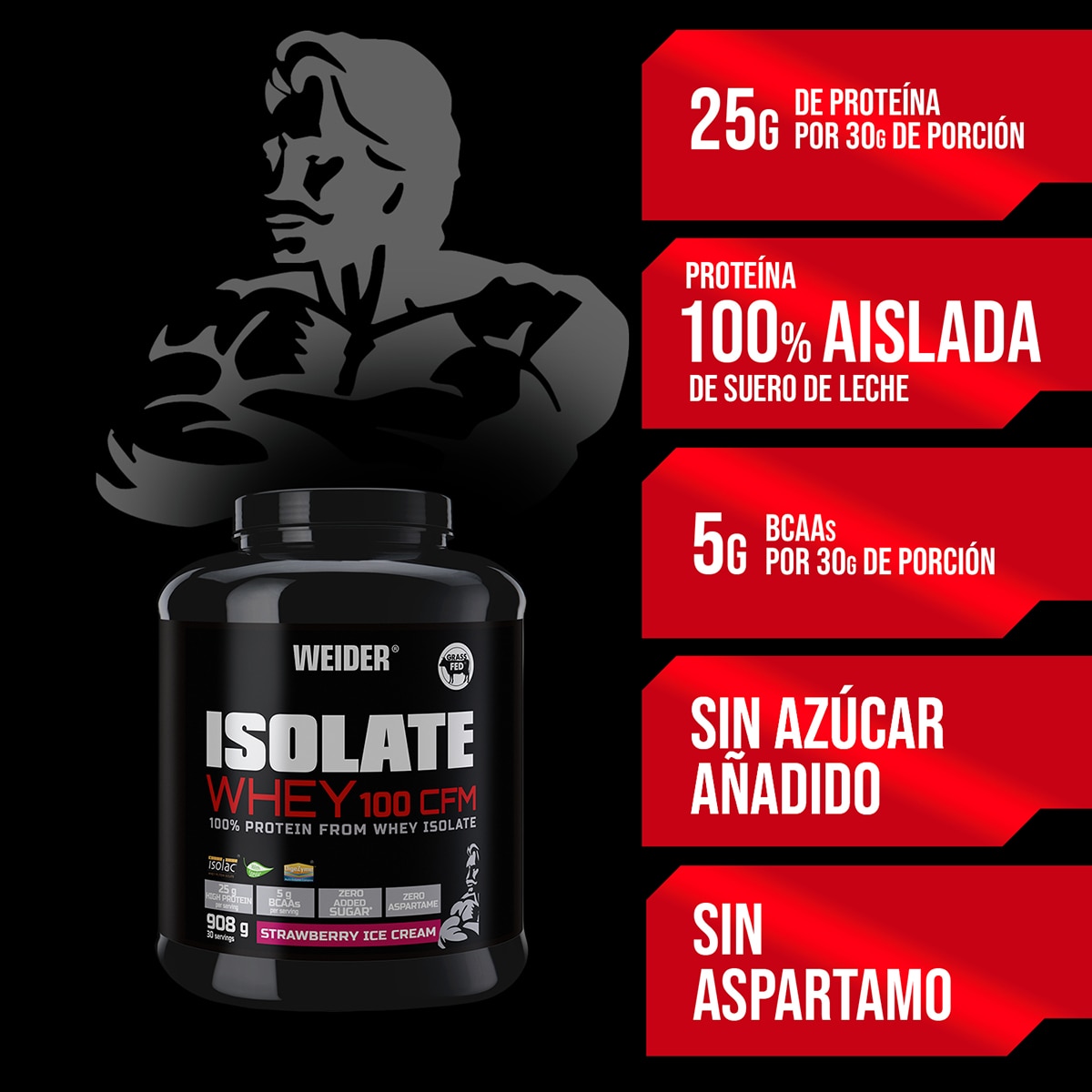 Isolate Whey 100 CFM Morango - 908 g 3