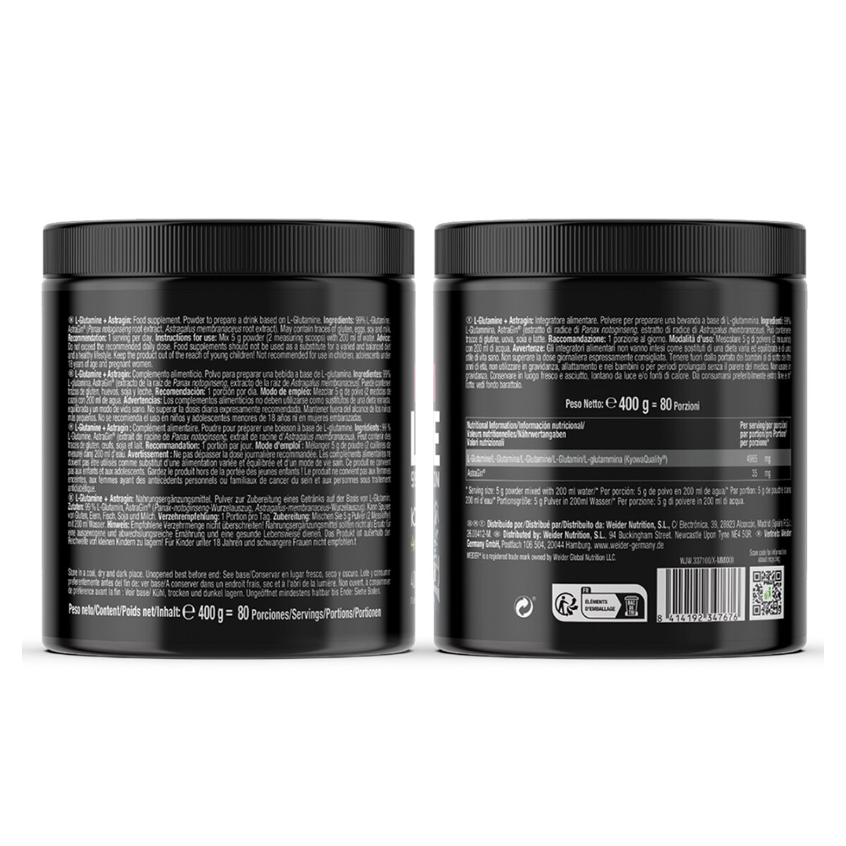 Premium L-Glutamina+Astragin 400G Weider 2