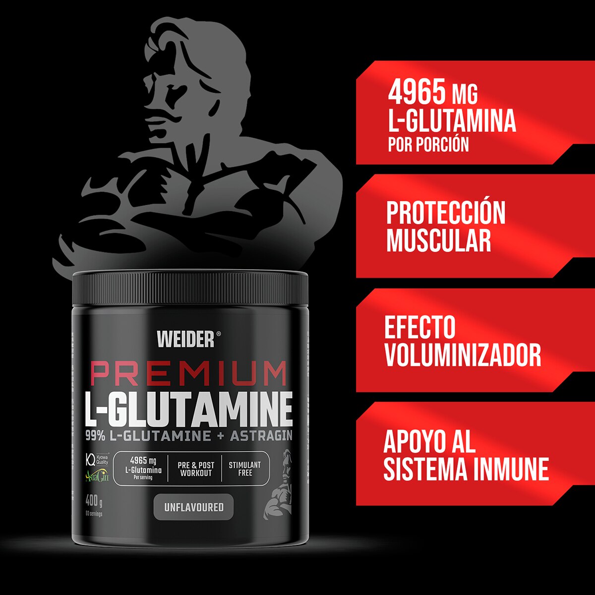Premium L-Glutamina+Astragin 400G Weider 3