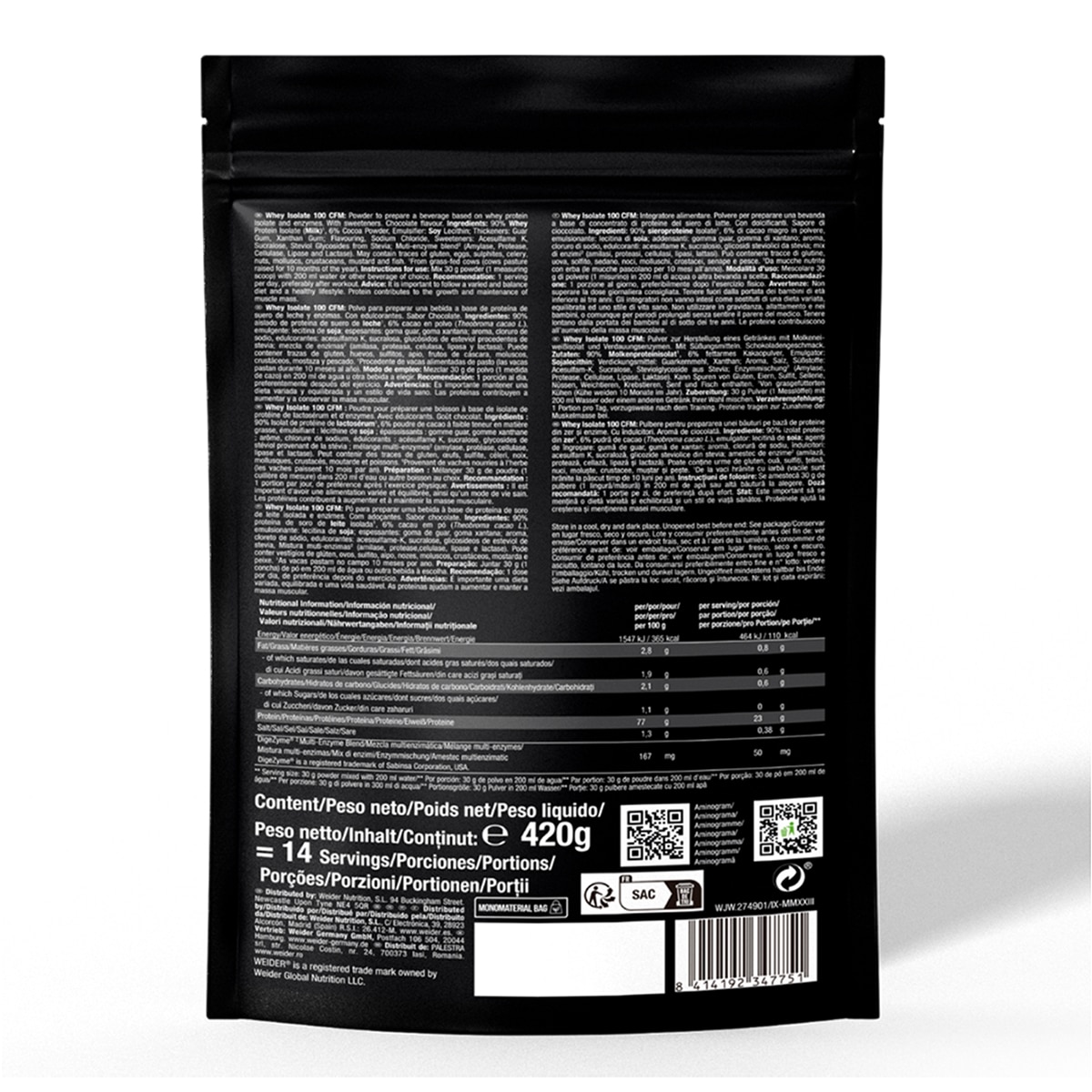 Isolate Whey 100 CFM 420G Choco Weider 2