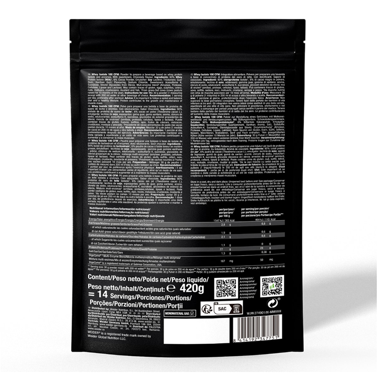 Isolate Whey 100 CFM 420G Choco Weider 2