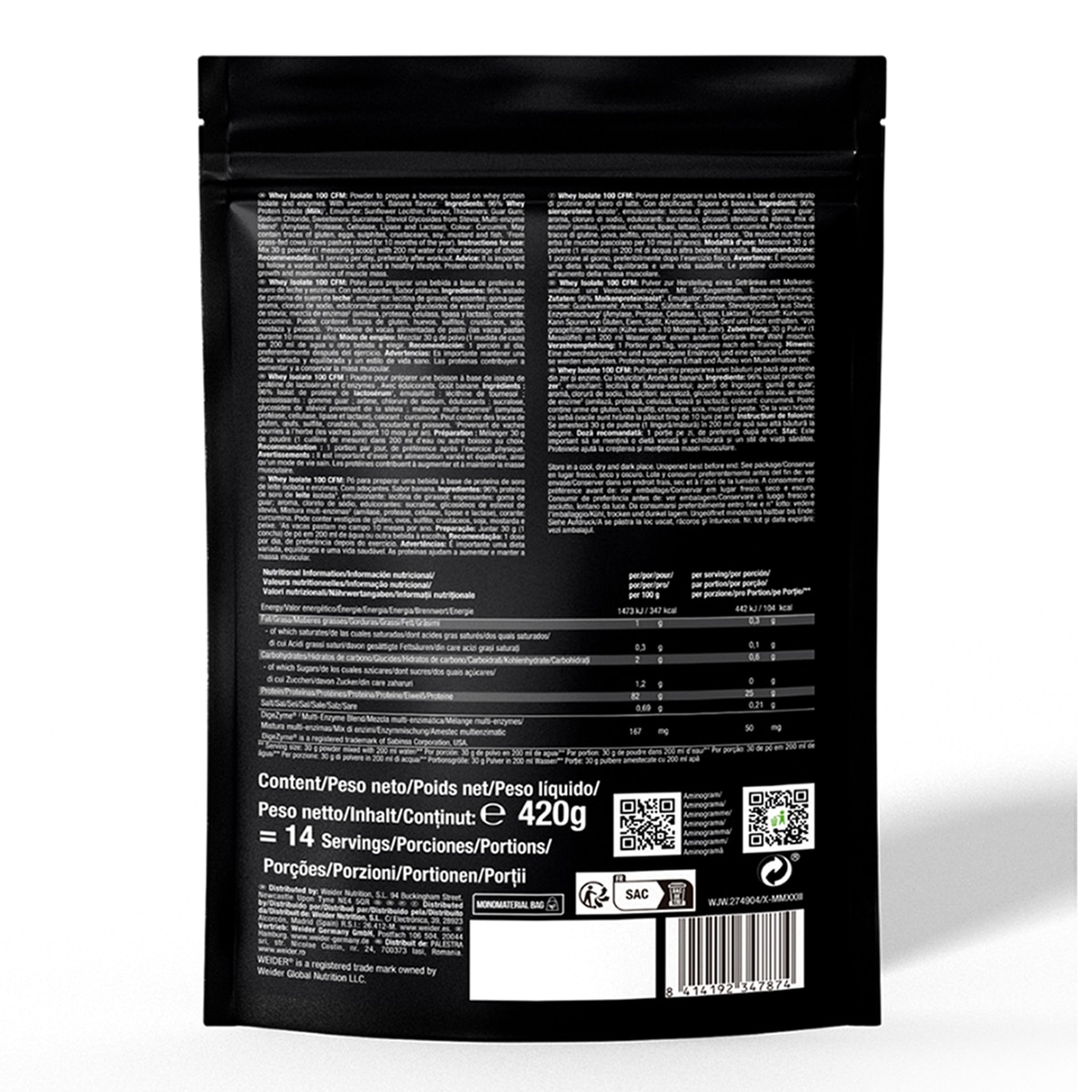 Isolate Whey 100 CFM 420G Banana Weider 2